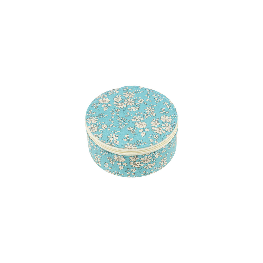 Bon Dep smykkeskrin m. Liberty print, round - Capel soft teal
