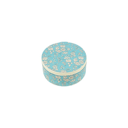 Bon Dep smykkeskrin m. Liberty print, round - Capel soft teal