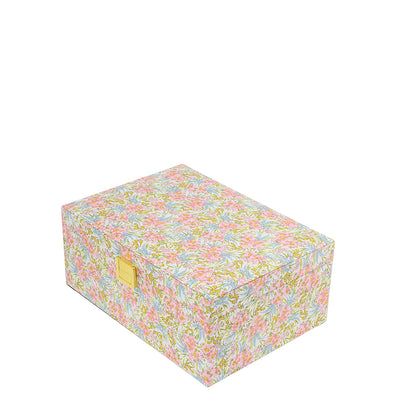 Bon Dep smykkeskrin m. Liberty print, Square - Swirling Petals pink