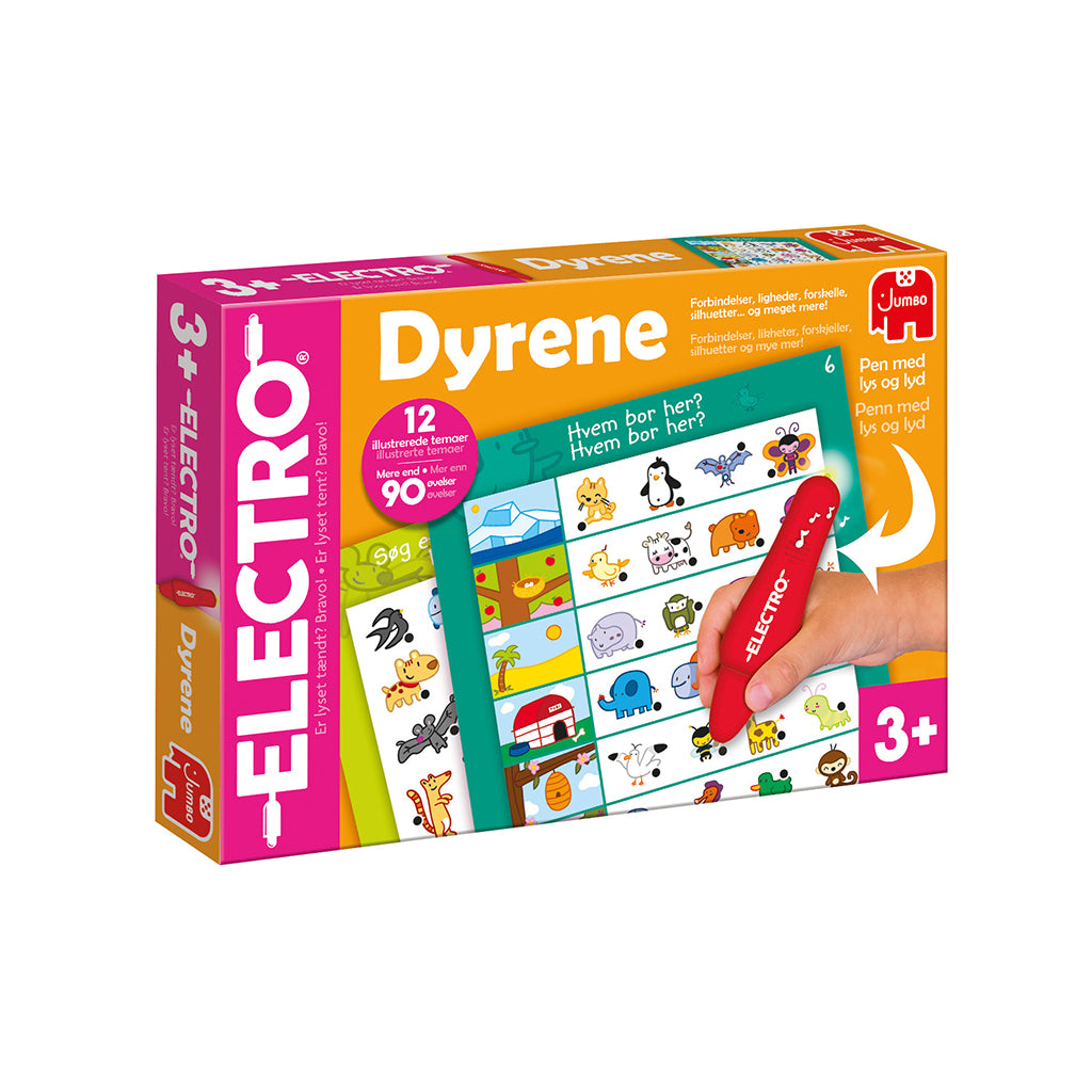 Jumbo Electro, Leg og lær med lyspen- Dyr,  (Dansk og Norsk)