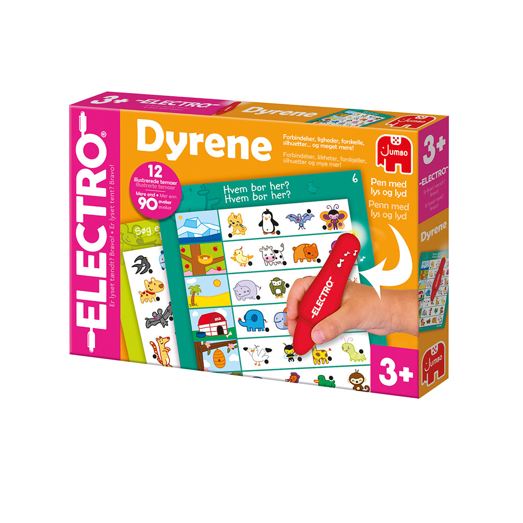 Jumbo Electro, Leg og lær med lyspen- Dyr,  (Dansk og Norsk)