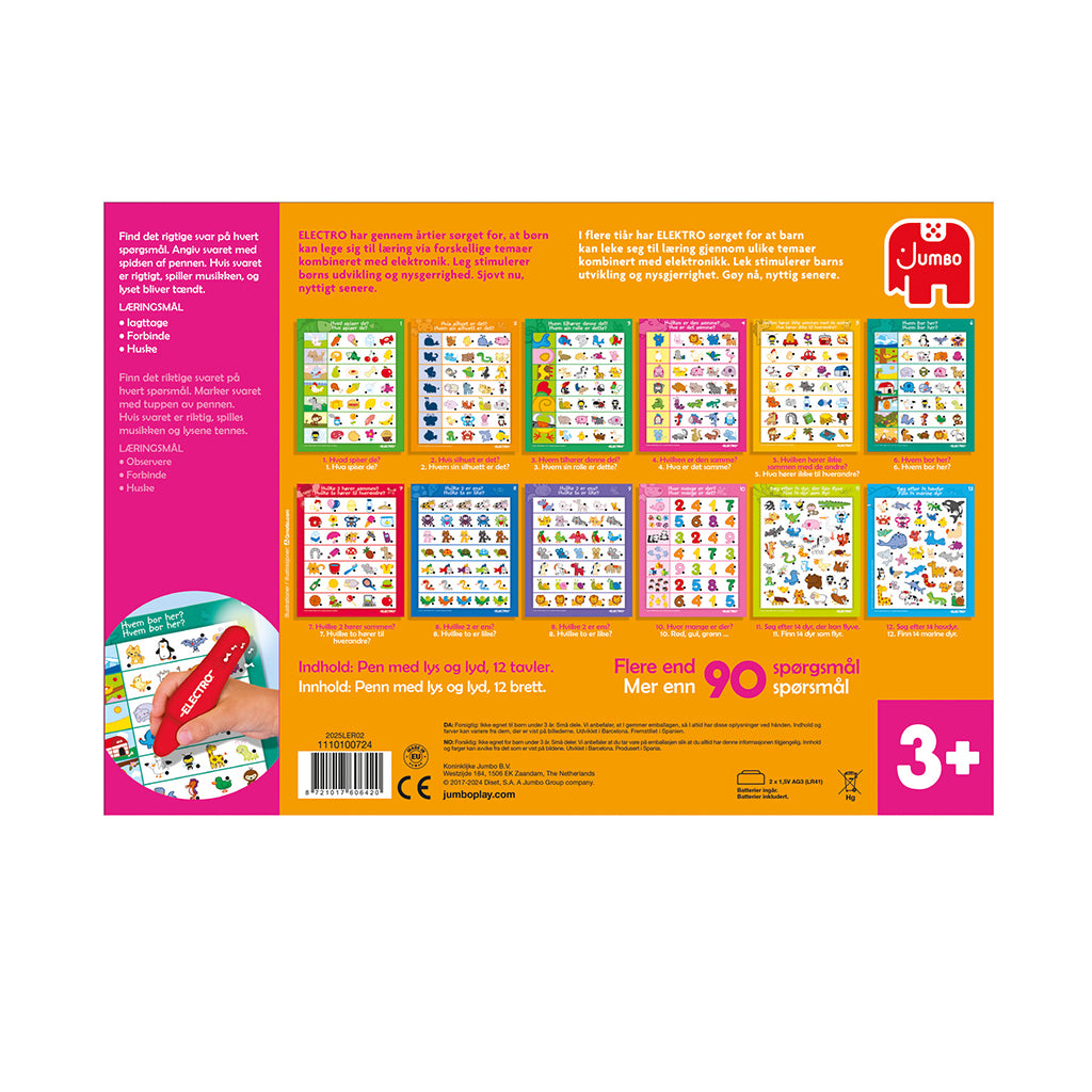 Jumbo Electro, Leg og lær med lyspen- Dyr,  (Dansk og Norsk)