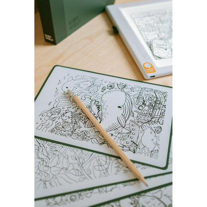 Kidywolf Kidydraw, tegnetavle m lys og skabeloner - Melí Meló