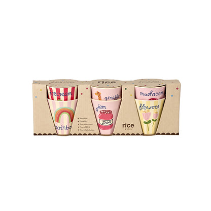 Rice melamin kopper, Pink ABC print, 6-pak - Lille