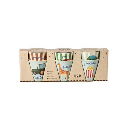 Rice melamin kopper, 6-pak, Blue ABC print - Lille