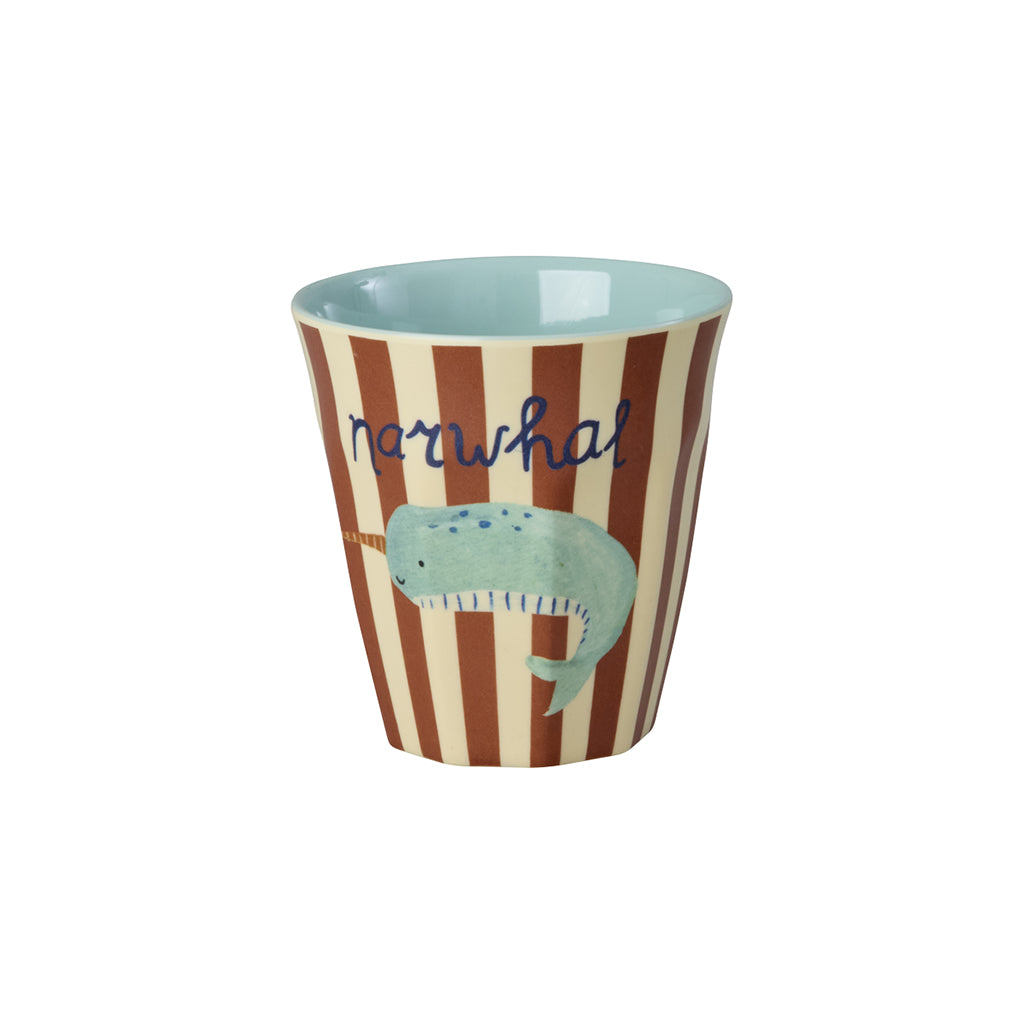 Rice melamin kopper, Blue ABC print, 6-pak - Lille