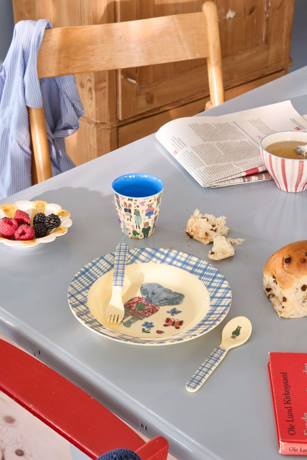 Rice melamin børnekop, Small, blue - Nathalie Lété Print