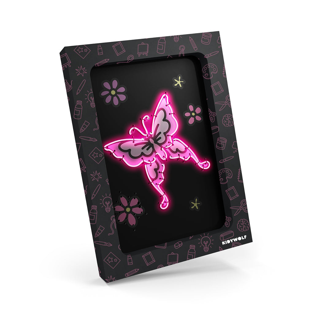 Kidyneon, DIY selvlysende billeder med pink neontråd - Once upon a time