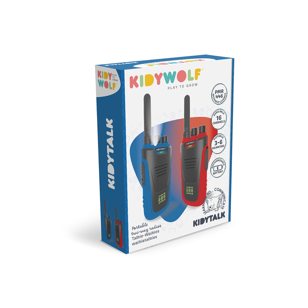 Kidywolf walkie talkie til børn, Kidytalk - Blå/Rød