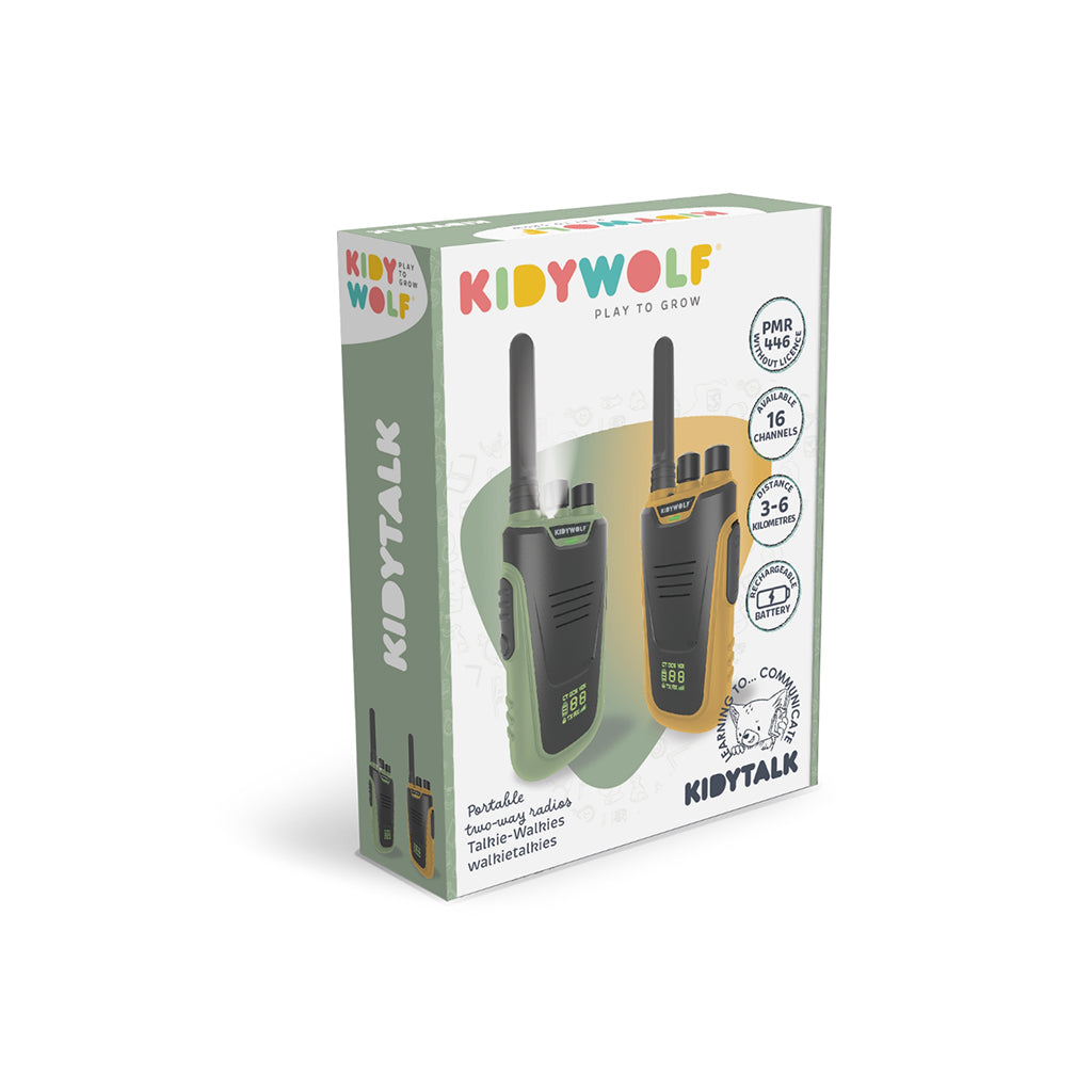 Kidywolf walkie talkie til børn, Kidytalk - Grøn/orange
