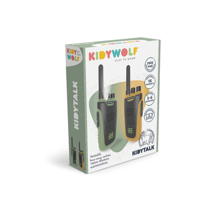 Kidywolf walkie talkie til børn, Kidytalk - Grøn/orange