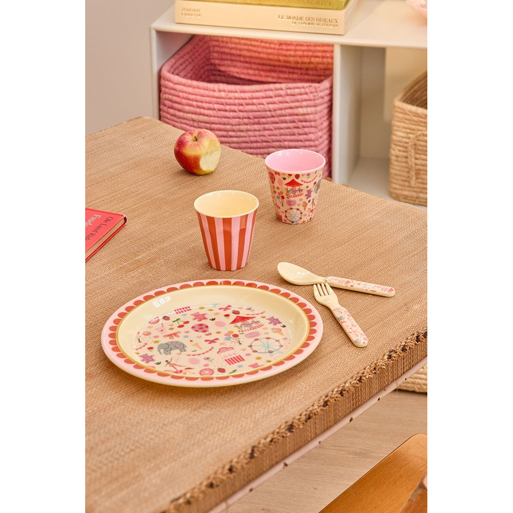 Rice melamin, Frokosttallerken, Fun fair print - Pink