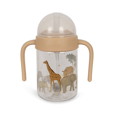 Konges Sløjd Baby drikkeflaske m. håndtag og sugerør, Safari