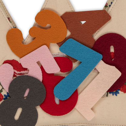 Konges Sløjd Birthday crown, stofkrone m. filttal, Flower - 1-10 år