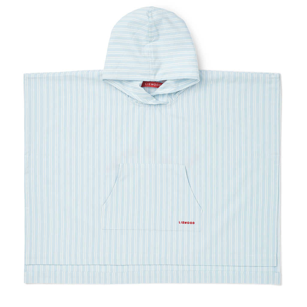 Liewood Kaiden badeponcho m. hætte, Stripe Pure sky / Creme de la creme
