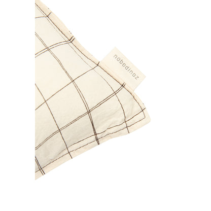 Nobodinoz broderet pude, 50 x 30 cm, vasket fransk hør - Natural grid