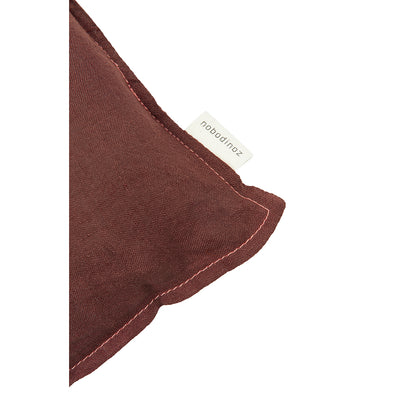 Nobodinoz broderet pude, 45 x 45 cm, vasket fransk hør - Prune