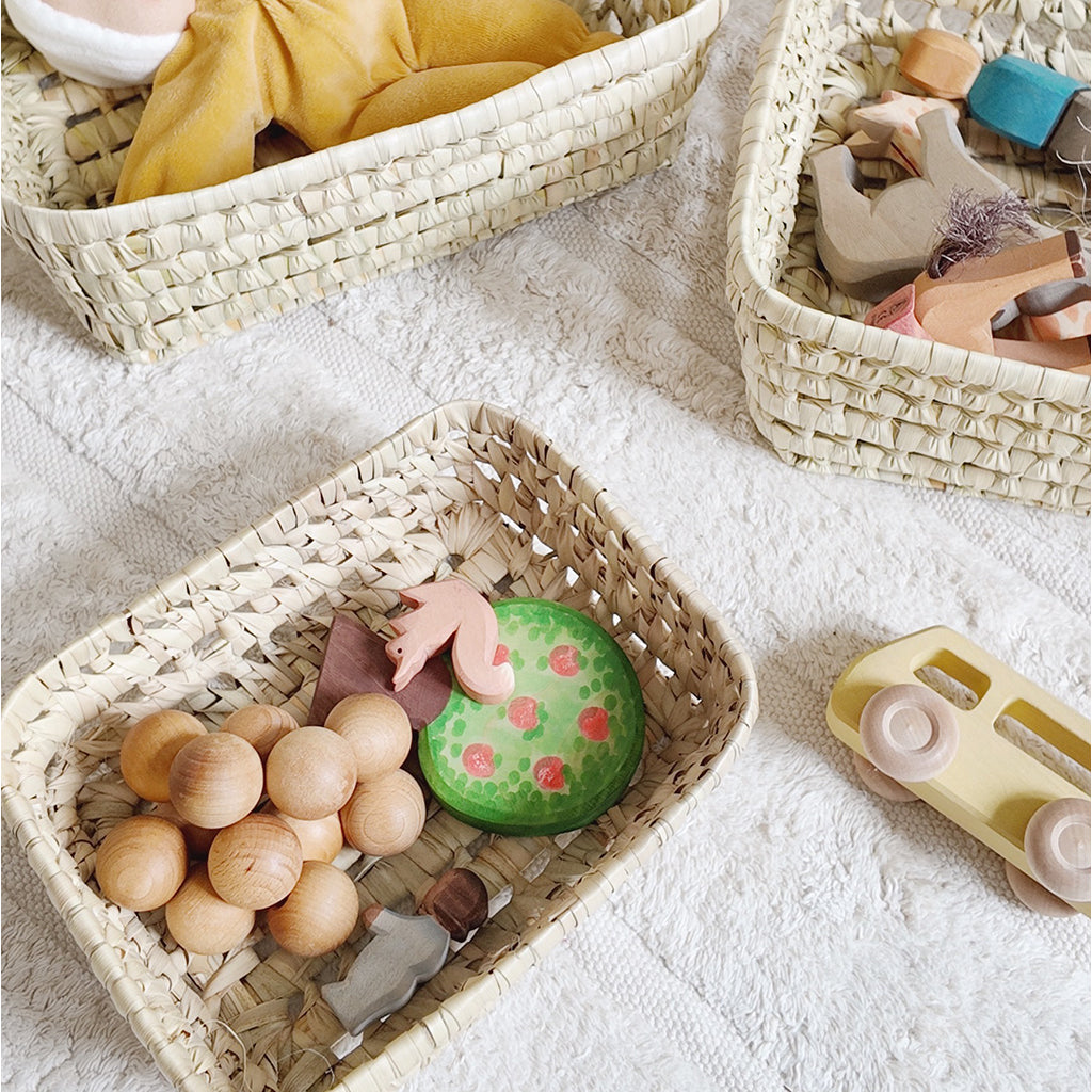 Lubilu kurv af palmeblade, L22 - 22 x 17 x 7 cm