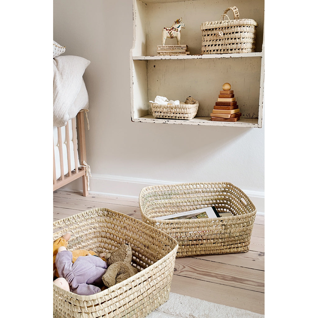 Lubilu kurv af palmeblade, L48 - 48 x 40 x 20 cm