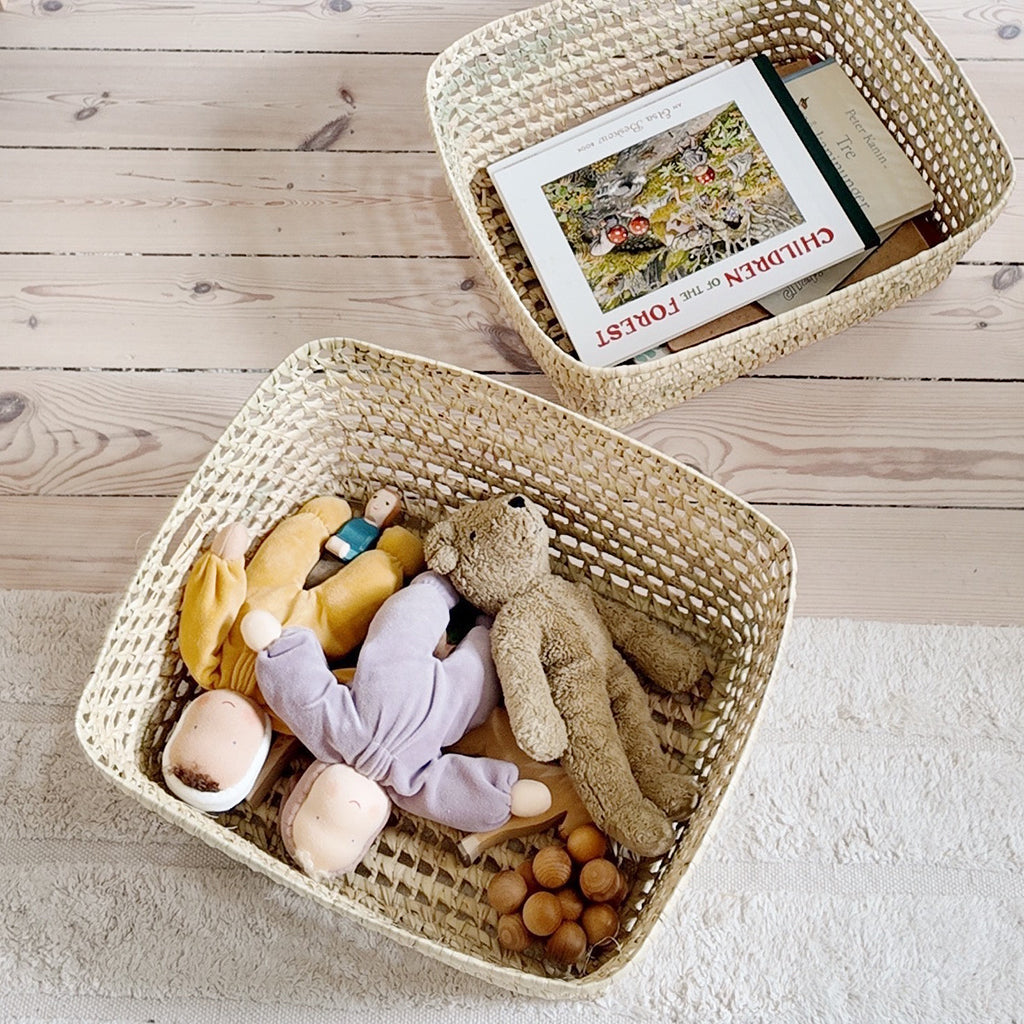 Lubilu kurv af palmeblade, L48 - 48 x 40 x 20 cm