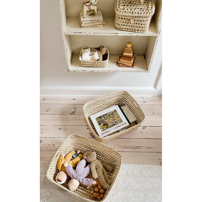 Lubilu kurv af palmeblade, L48 - 48 x 40 x 20 cm