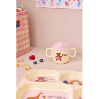 Rice Babyske og gaffel i melamin, Pink ABC