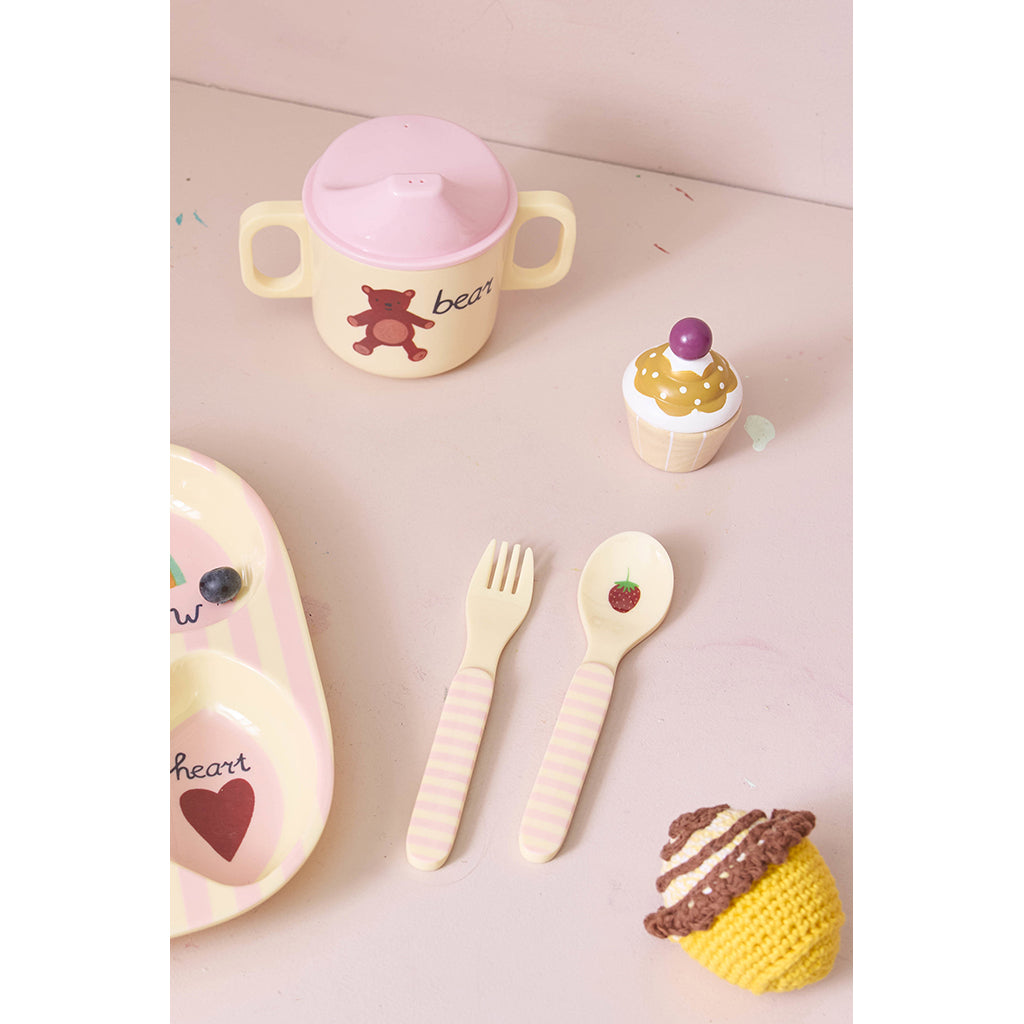 Rice Baby spisesæt i gaveæske, Pink ABC