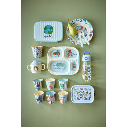 Rice Babyske og gaffel i melamin, Blue ABC