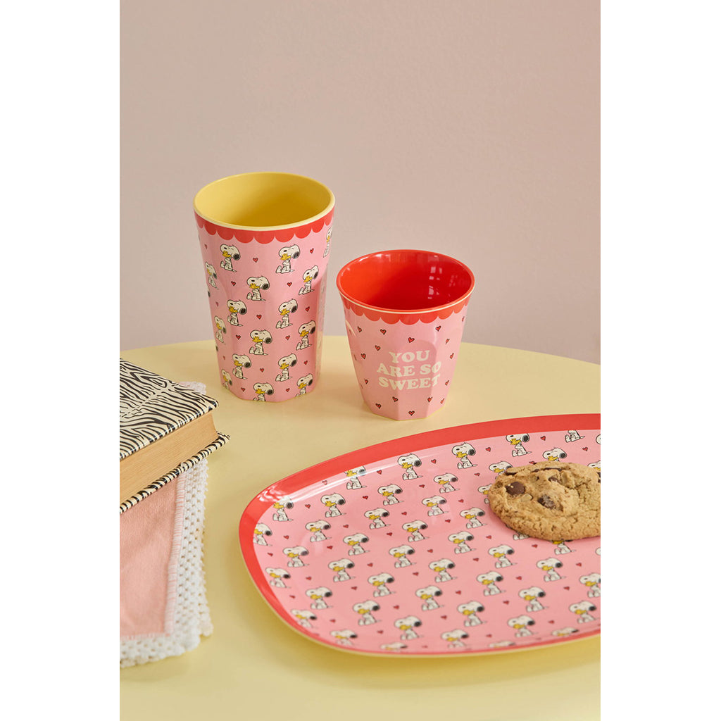 Rice Melamin rektangulær middagstallerken, Snoopy - Pink