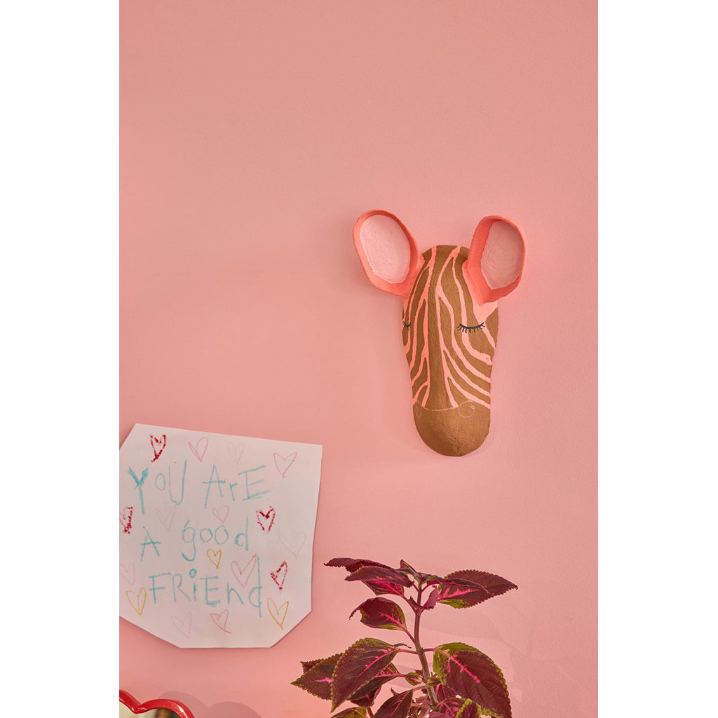 Rice vægtrofæ i papmaché, Zebra - Pink