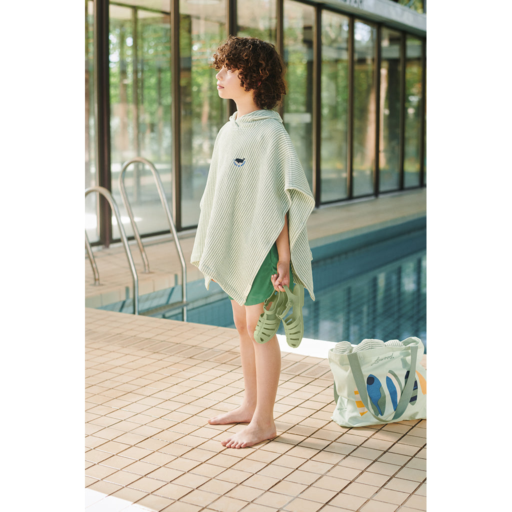 Liewood Paco badeponcho, Stripe Peppermint/creme - Str. 3-8 år