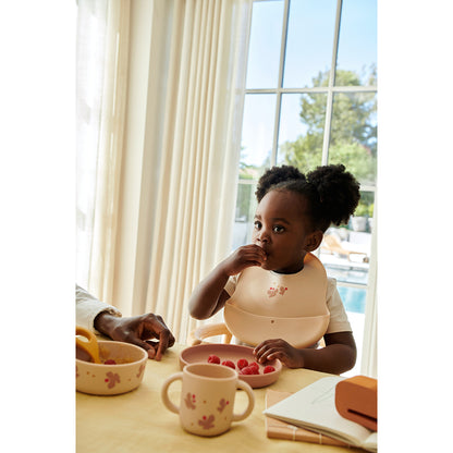 Liewood 2-pak hagesmæk i silikone m. lomme, Mini butterfly/apple blossom