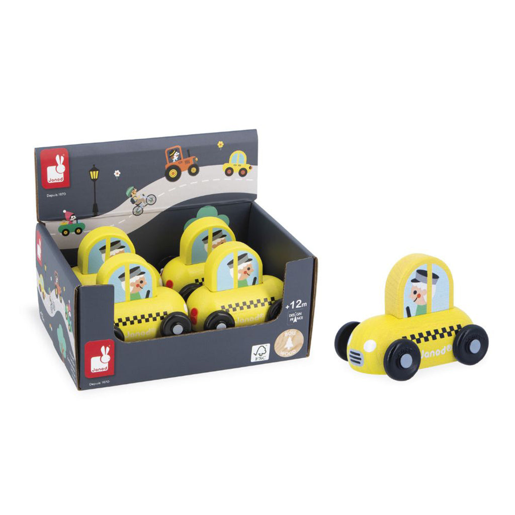 Janod legetøjsbil i træ, Taxi