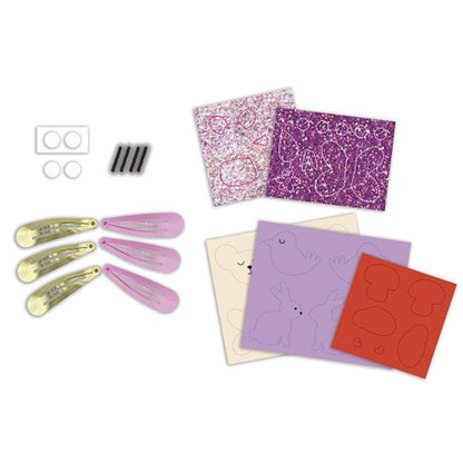 Janod Kreativt lav-selv glitter hårspænder, Flower garden