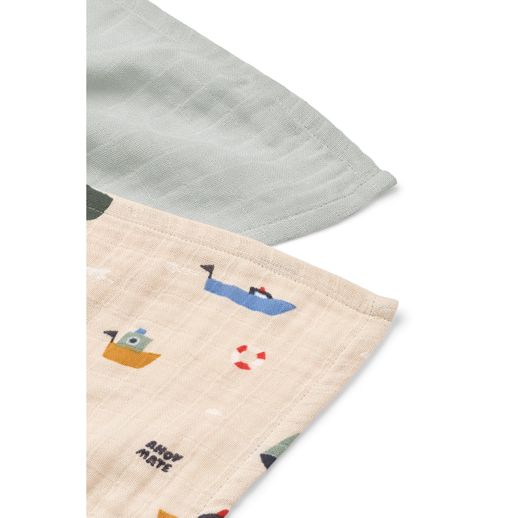 Liewood stofbleer, Lewis muslin 2-pak - Sailing/dove blue mix