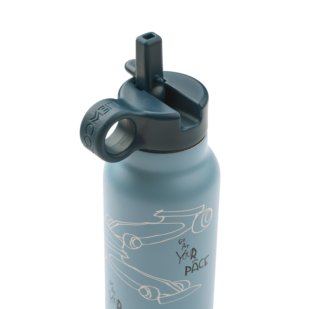 Liewood Falk water bottle, termoflaske 350 ml. - Race cars / Beach blue