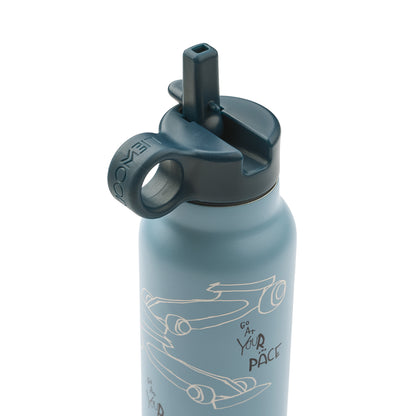 Liewood Falk water bottle, termoflaske 350 ml. - Race cars / Beach blue