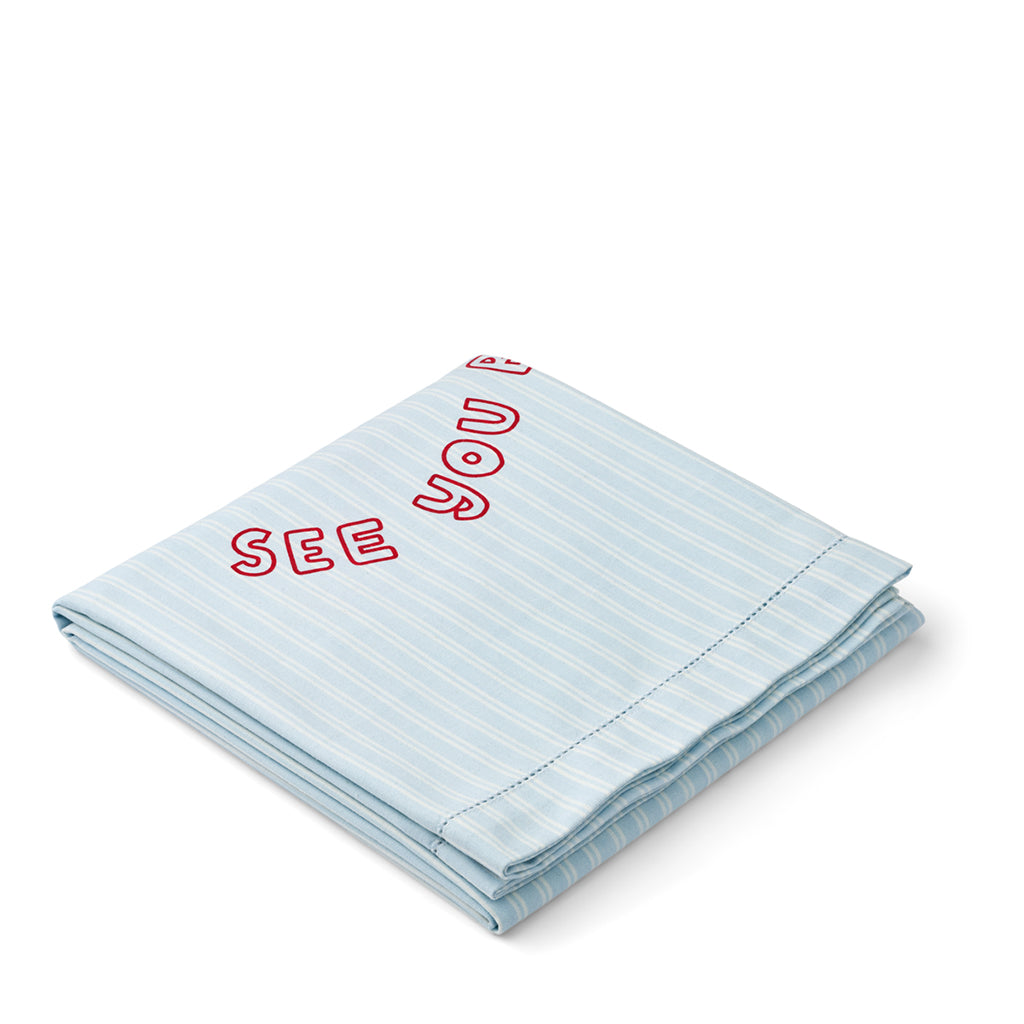 Liewood Paige beach håndklæde, Stripe Pure sky / Creme de la creme