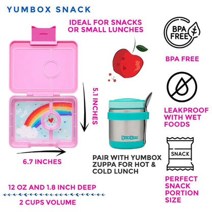 Yumbox madkasse m. 3 rum, Snack - Miami Aqua / Rainbow