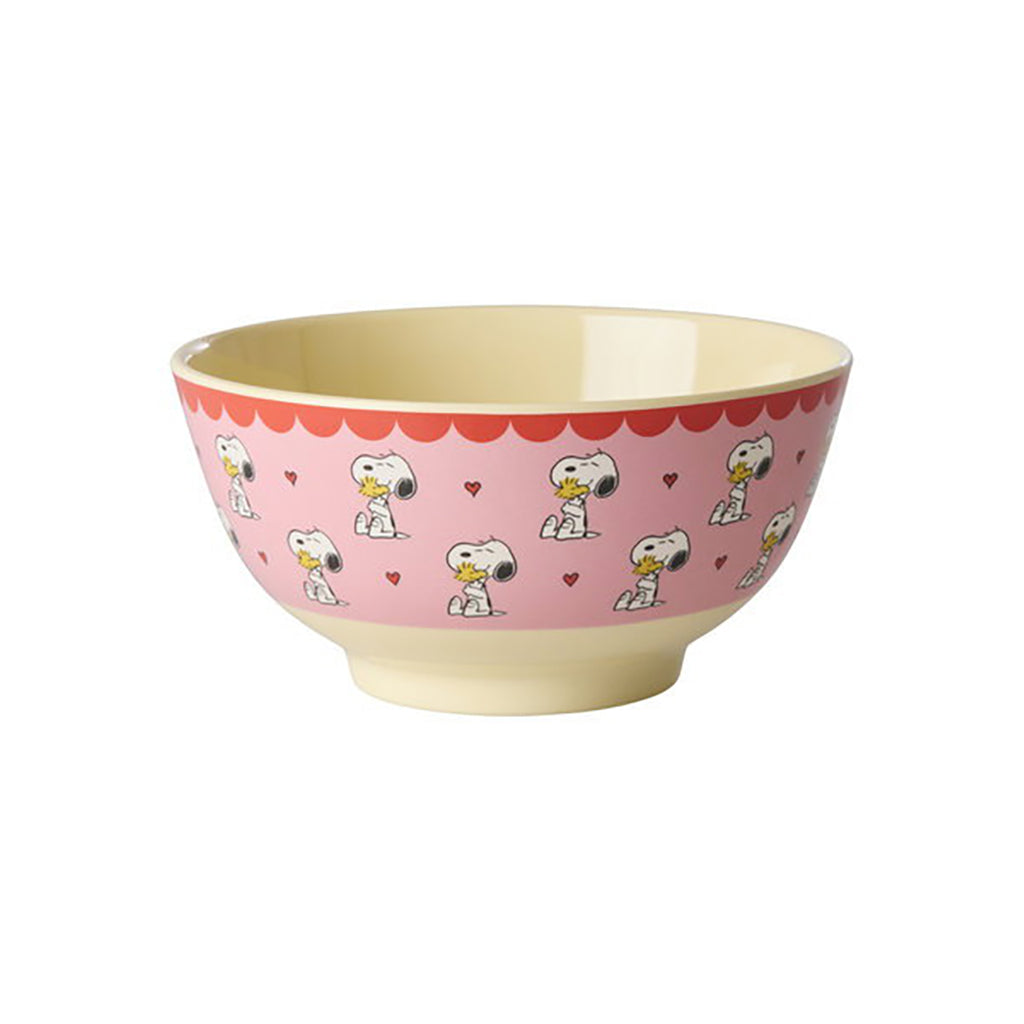 Rice Melamin skål, medium, Snoopy - Pink