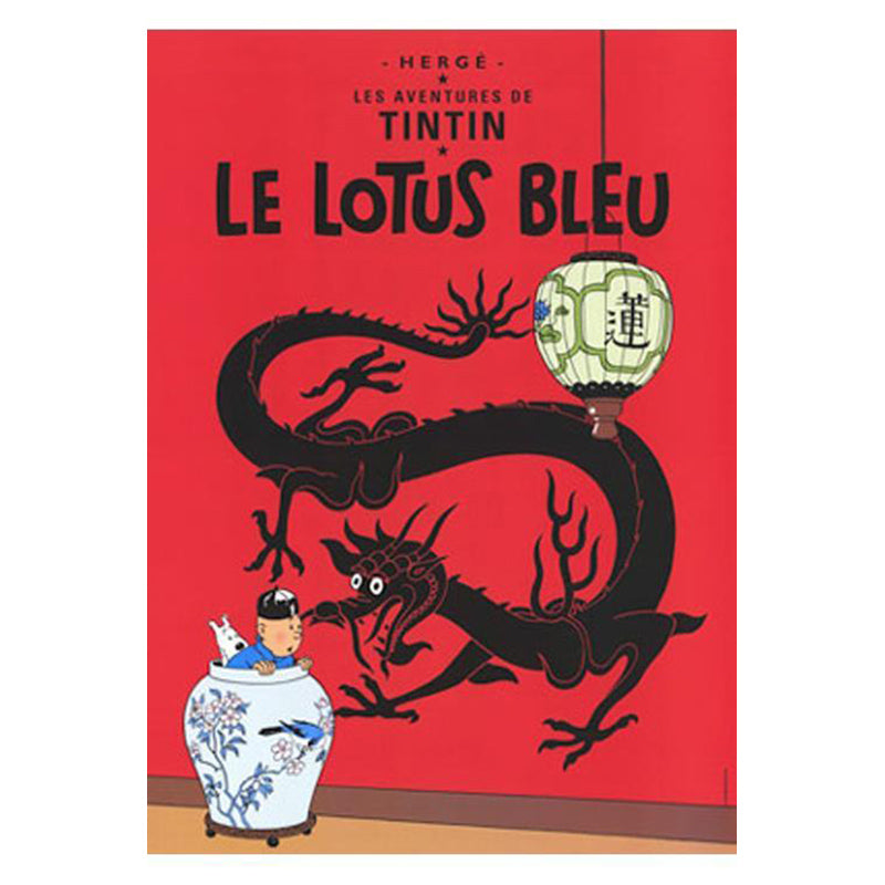 Tintin plakat, Den blå Lotus – 50 x 70 cm