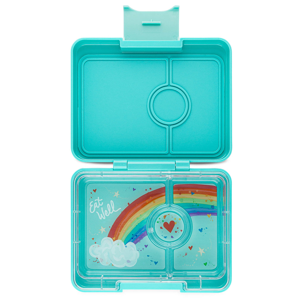 Yumbox madkasse m. 3 rum, Snack - Misty aqua/ Rainbow