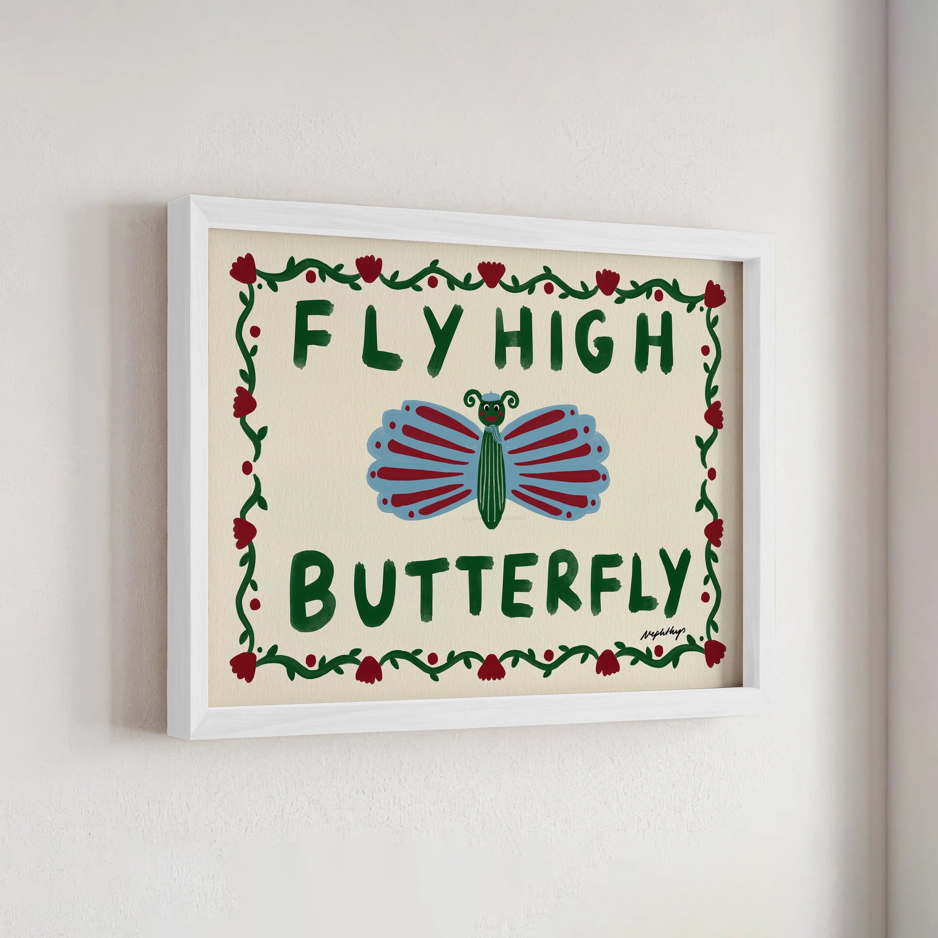 Nephthys Illustrated plakat, Fly High Butterfly - A4