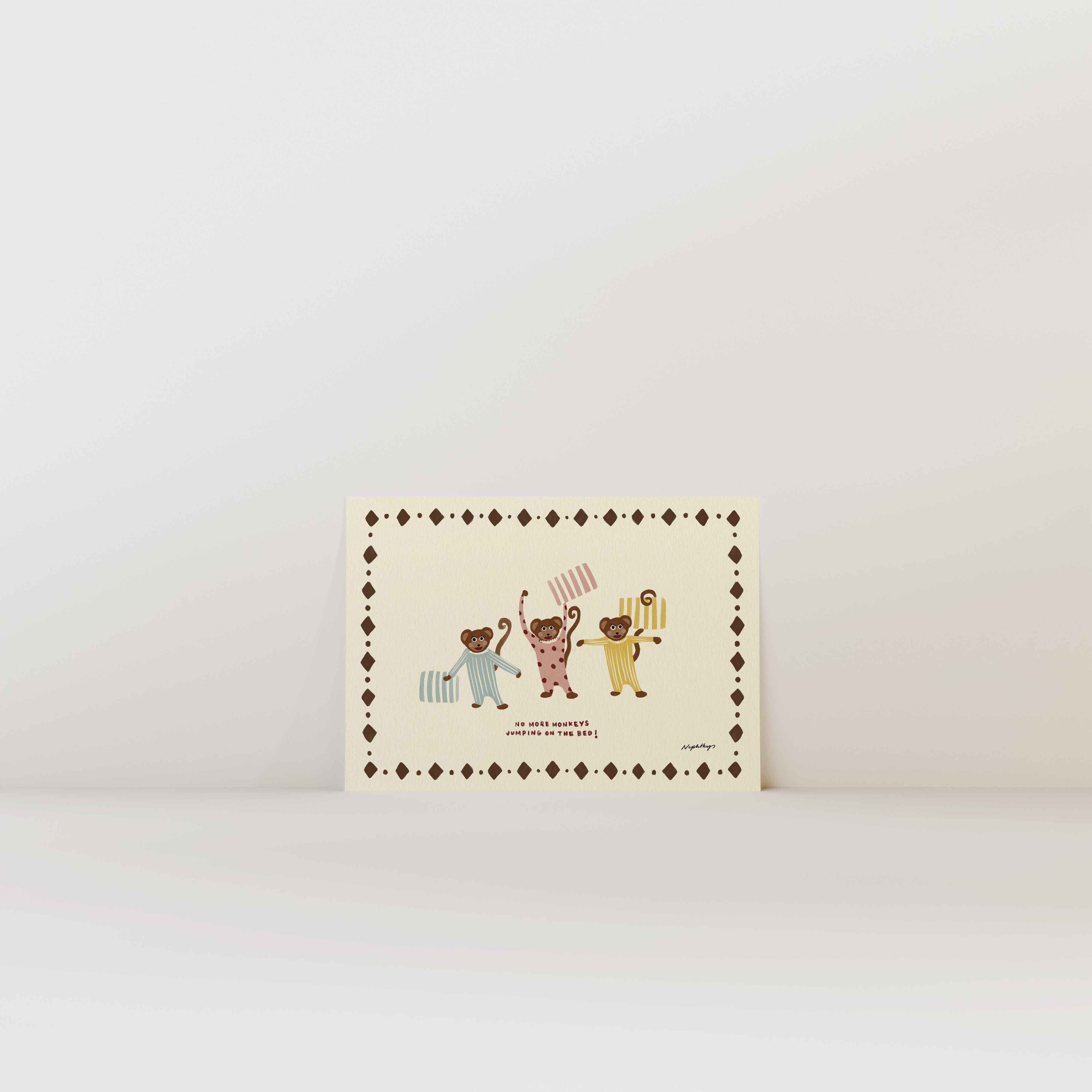 Nephthys Illustrated plakat, Monkeys on the Bed - A4