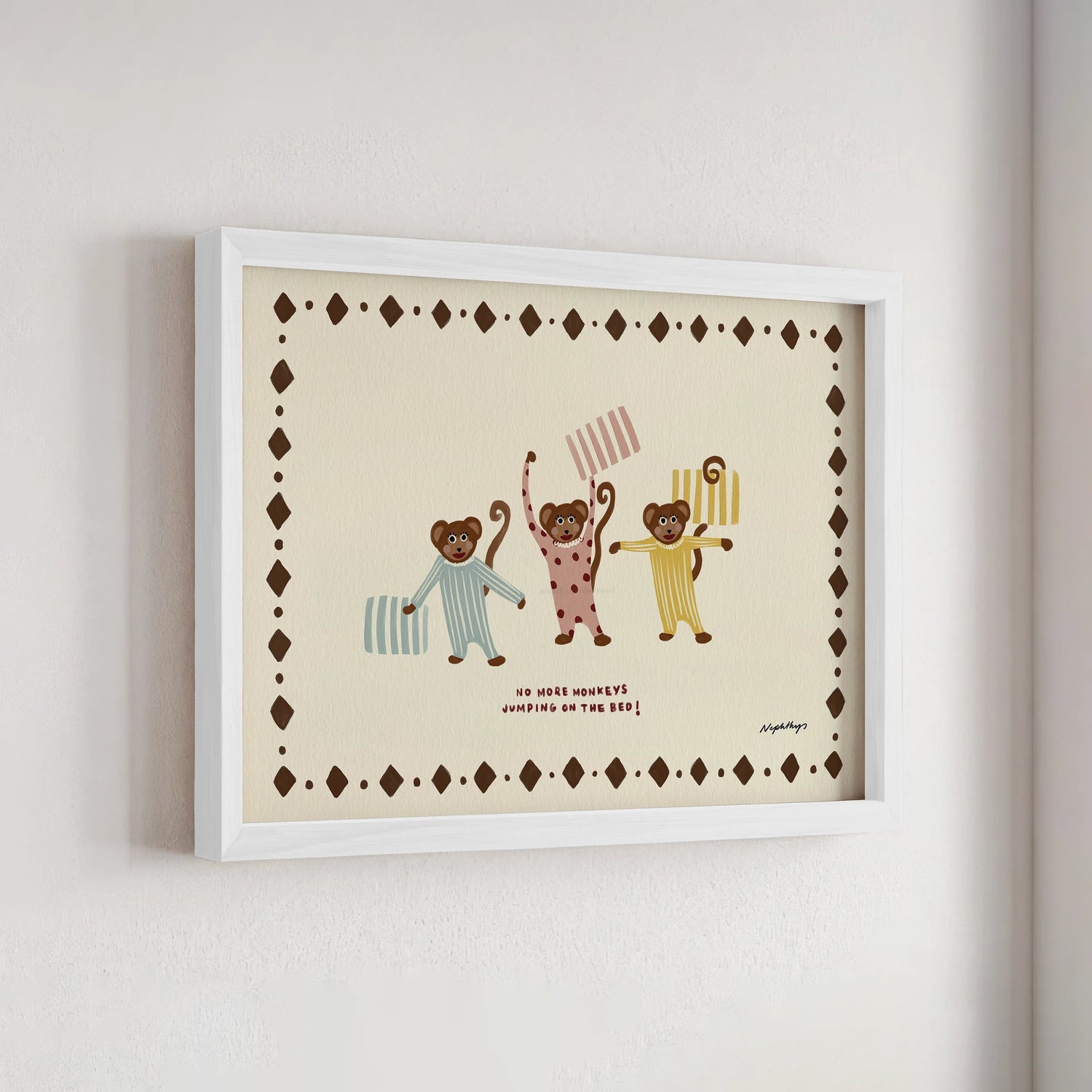 Nephthys Illustrated plakat, Monkeys on the Bed - A4