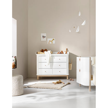 Oliver Furniture Wood puslekommode, m. stor plade - hvid/eg