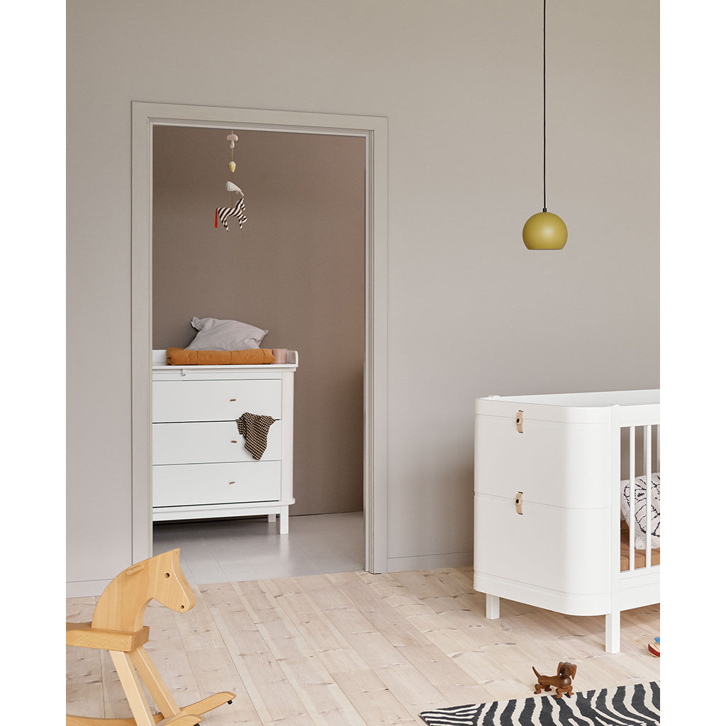 Oliver Furniture Wood puslekommode, m. 3 skuffer og stor plade - Hvid