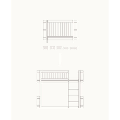 Oliver Furniture, Ombygningssæt, fra Wood Mini+ Tremmeseng Basic til halvhøj seng - hvid