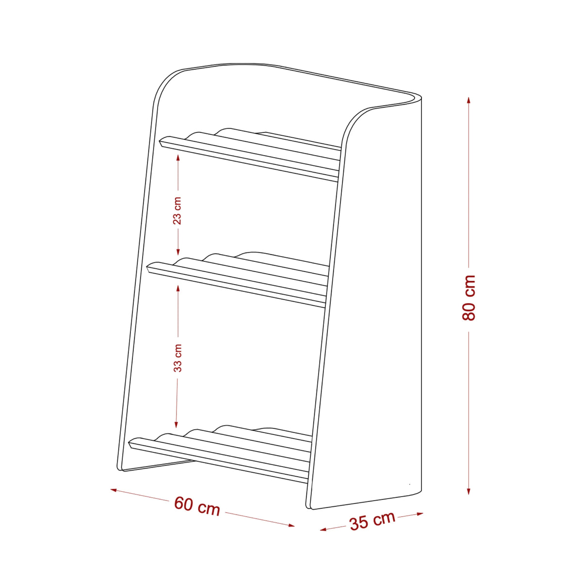 Curve-Lab bogreol til børn, Curvy Bookcase - Oak