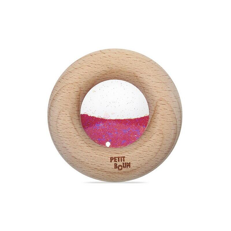 Petit Boum babylegetøj, sensorisk donut rangle - Pink